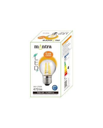 BOMBILLA LED - E27 ESFERICA MINI FILAMENTO - 4W - 2700K - 400Lm -360º
